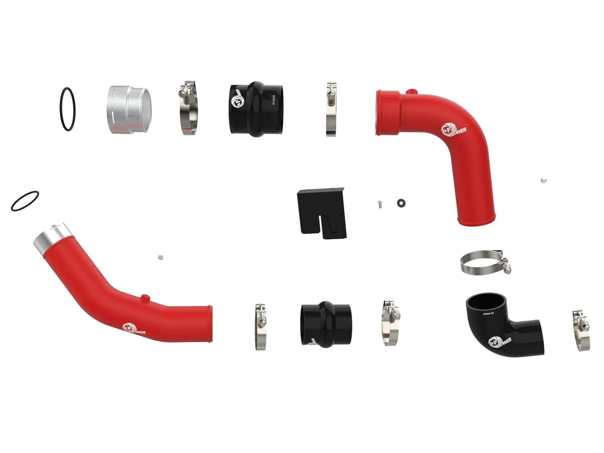 aFe 23-24 Ford Diesel Trucks V8-6.7L (td) BladeRunner Aluminum Hot and Cold Charge Pipe Kit - Red