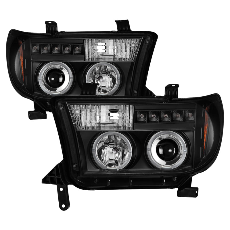 Spyder Toyota Tundra 07-133 Projector Headlights LED Halo LED Blk PRO-YD-TTU07-HL-BK SPYDER