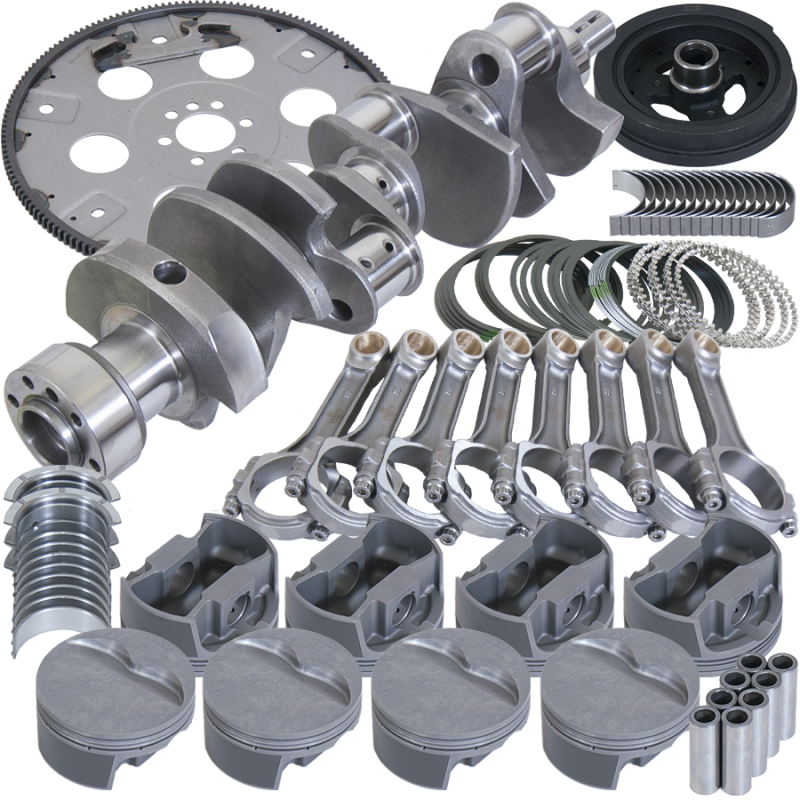 Eagle Chevy 350 1Pc 3.750in Crank 6.000in I-Beam Rods 4.030in Pistons 168 Tooth FP Balanced Assembly