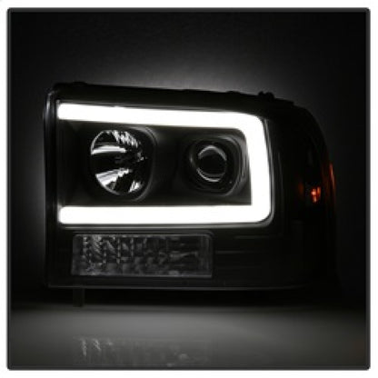 Spyder 99-04 Ford F250 Super Duty Projector Headlights - Light Bar - Black PRO-YD-FF25099V2-LB-BK SPYDER