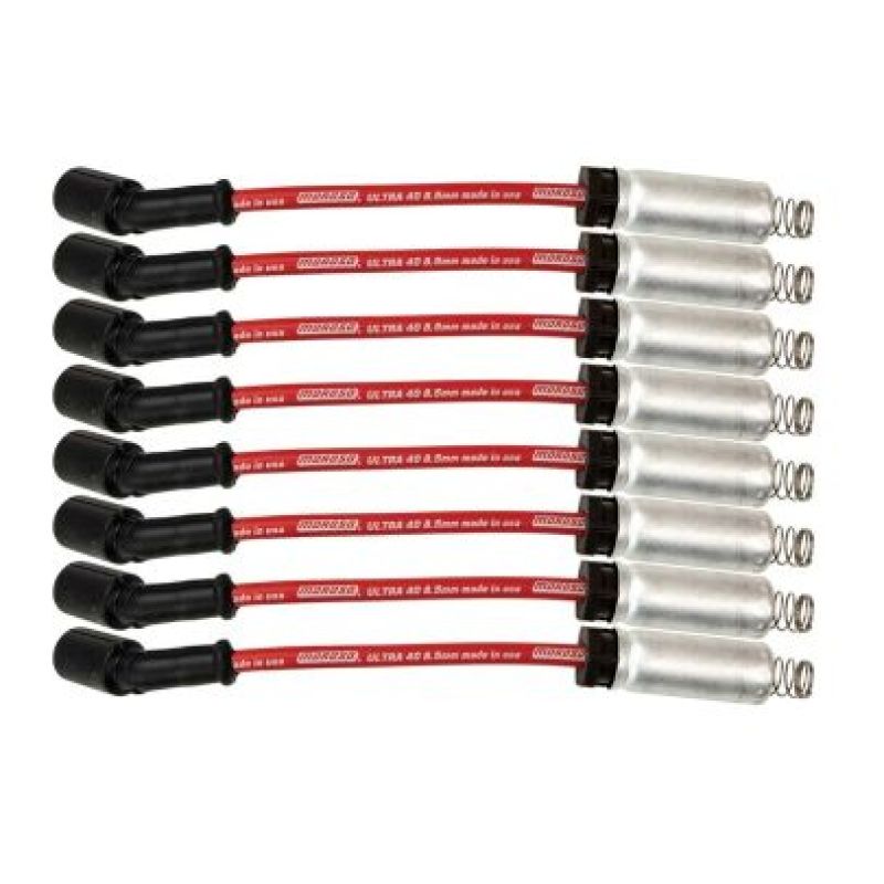 Moroso GM LS/LT 8.5mm Ultra 40 9.75in Long Wire Set w/Alum Heatshield - Red