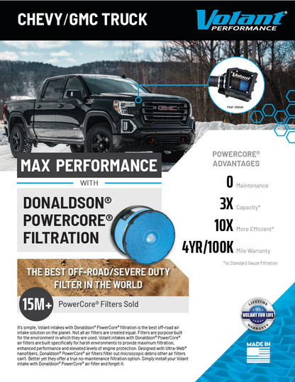 Volant Closed Box Air Intake (Dry Filter) For 2014-2019 Silverado/Sierra, 2015-20 GM Suv 5.3L V8 - 15553D-1 Volant