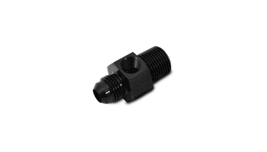 Vibrant Male 6AN Flare to Male 3/8 NPT Straight Adapter with 1/8" NPT Port- 16496