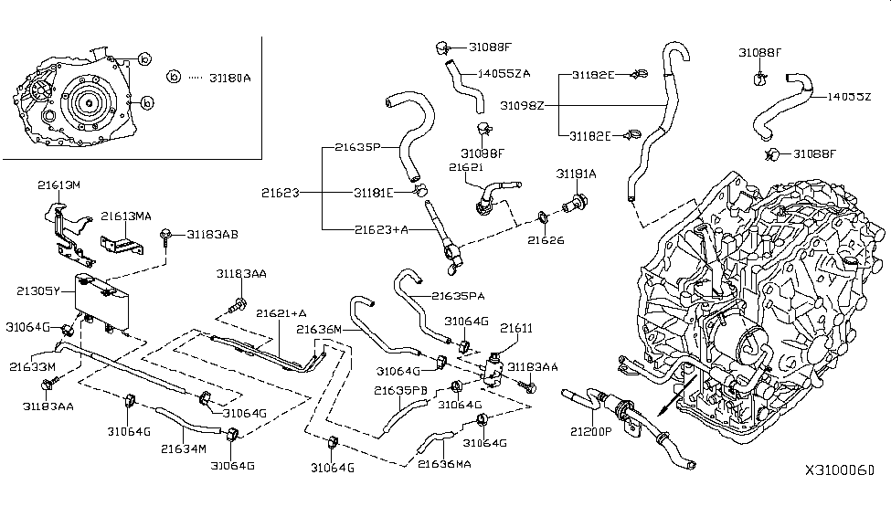 OEM Nissan Oil Cooler Tube Clamp - 16439-7S01E