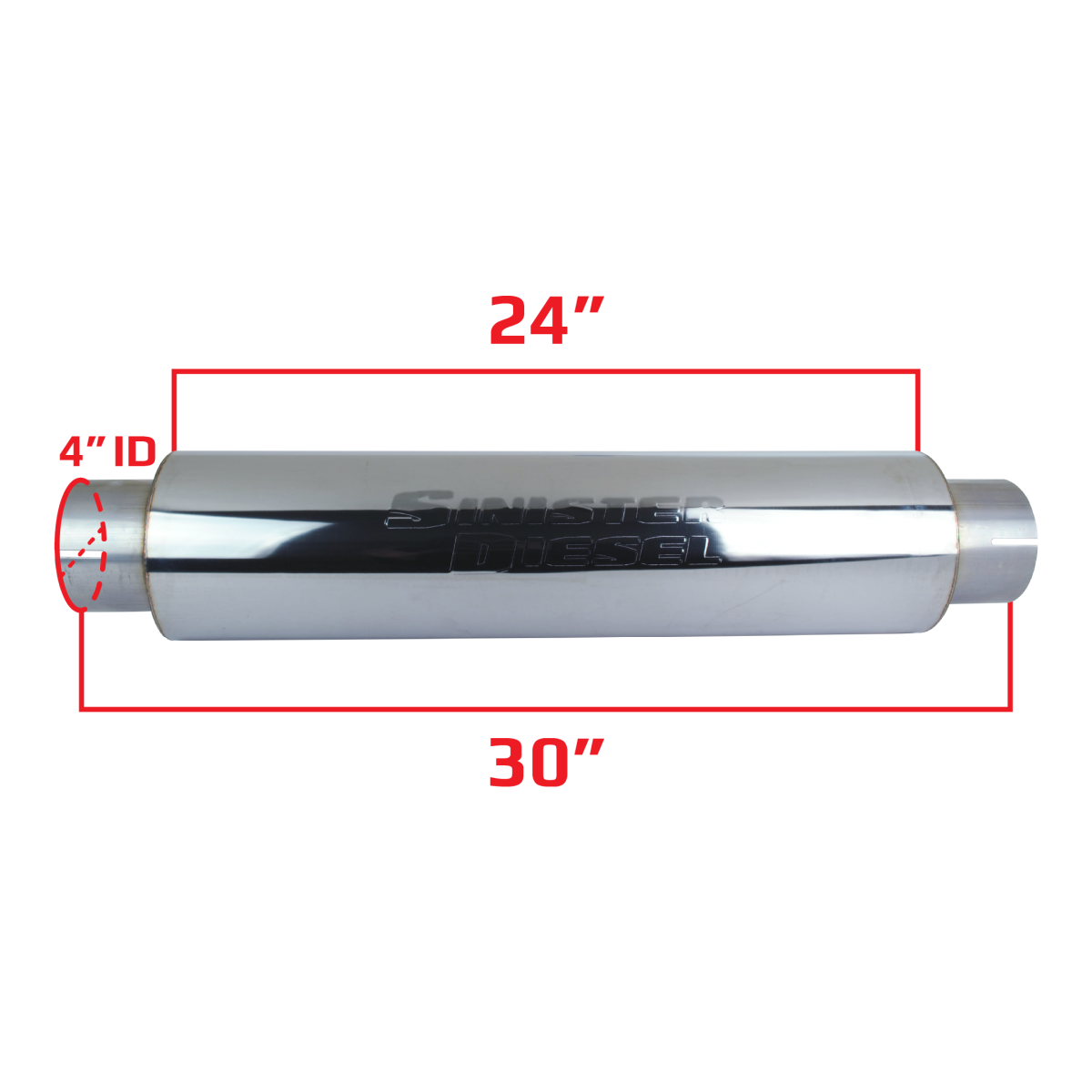 Sinister Diesel 4in. Inlet Universal Stainless Steel Muffler