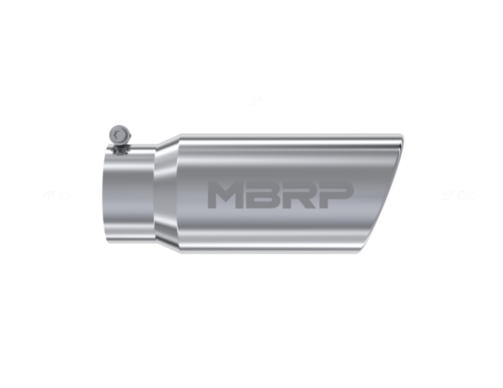 MBRP Universal Tip 5 O.D. Angled Rolled End 4 inlet 12 length - T5051