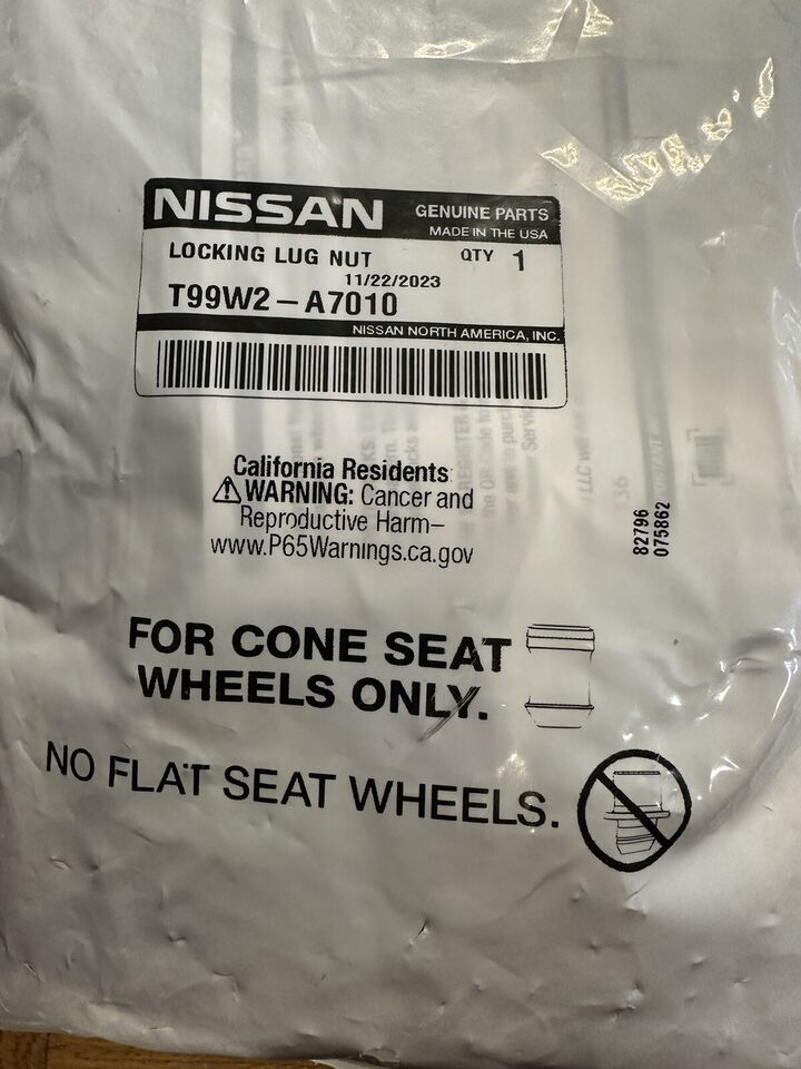 OEM Nissan Factory Wheel Lock Lug Nuts - T99W2-A7010