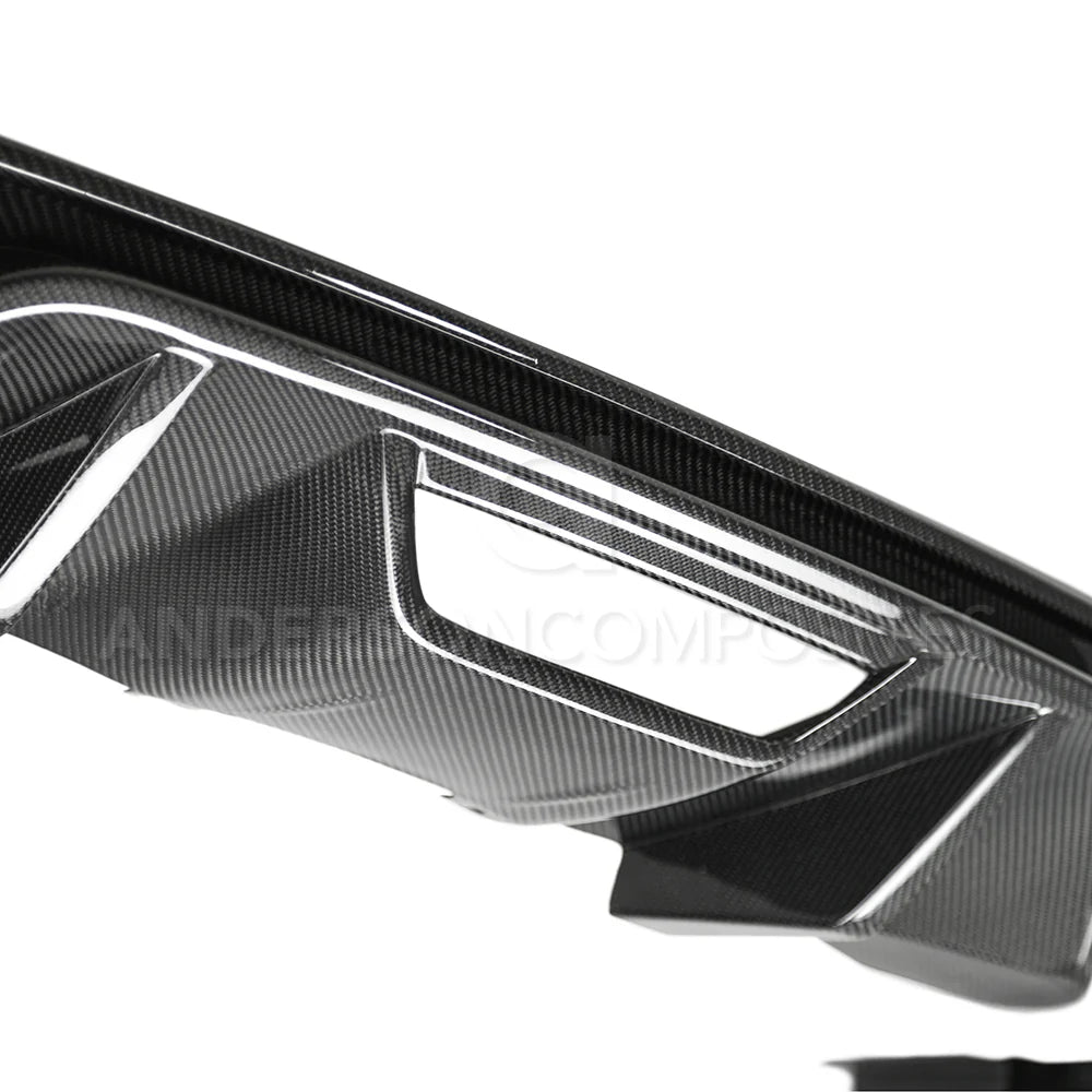 Anderson Composites 18-23 Ford Mustang OE Carbon Fiber Quad Tip Rear Diffuser - AC-RL18FDMU-AO