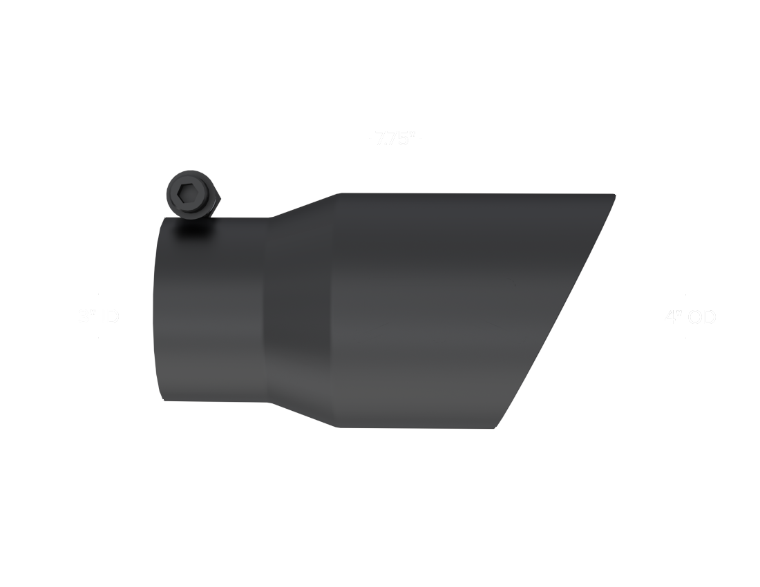 MBRP Tip 3in Round x 4in Inlet OD Dual Walled Angled Black Tip - Fits all 3in Exhausts - T5122BLK MBRP