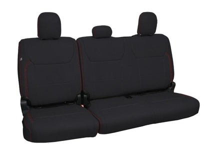 PRP 2021+ Ford 150/ 2023+ SuperDuty Rear Seat Covers (Pair) - Black w/ Red Stitch