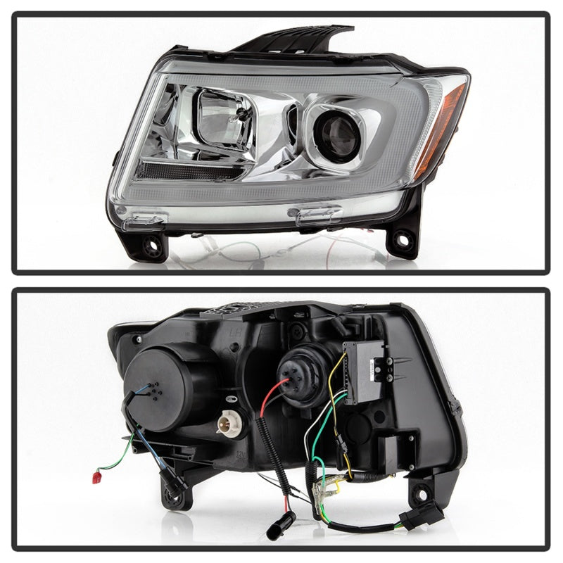 Spyder 11-13 Jeep Grand Cherokee - Light Bar Proj Headlights - Halo Model - Chro - PRO-YD-JGC11-LB-C SPYDER