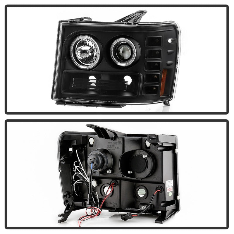 Spyder GMC Sierra 1500/GMC Sierra Denali 08-13 Projector LED Halo- LED All Blk PRO-YD-GS07-HL-BKV2 SPYDER