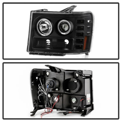 Spyder GMC Sierra 1500/GMC Sierra Denali 08-13 Projector LED Halo- LED All Blk PRO-YD-GS07-HL-BKV2 SPYDER