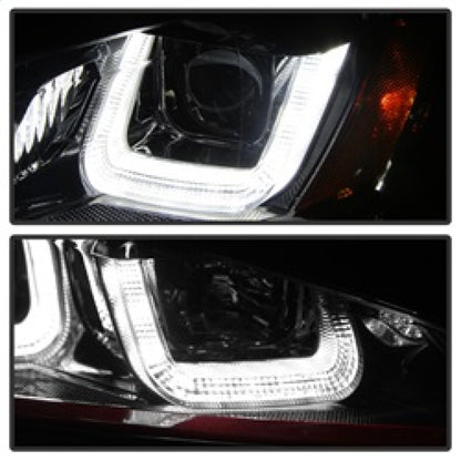 Spyder Volkswagen Golf VII 14-16 Projector Headlights DRL LED Red Stripe Blk PRO-YD-VG15-RED-DRL-BK SPYDER