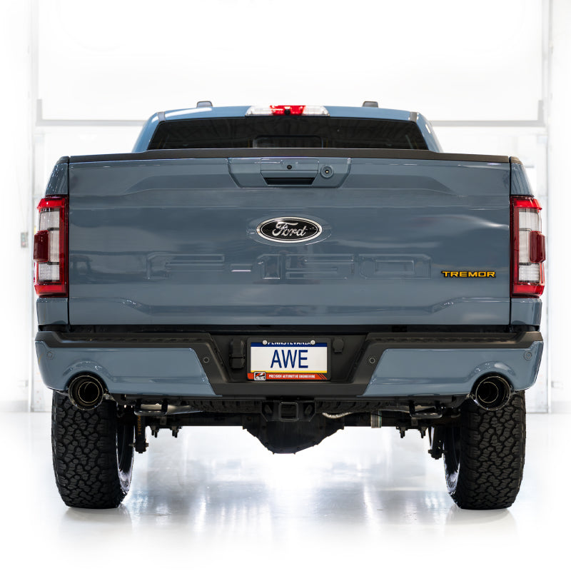 AWE Tuning 2021+ Ford F-150 Tremor (w/ Bumper Cutouts) 0FG Resonated Catback - Diamond Black Tips AWE Tuning