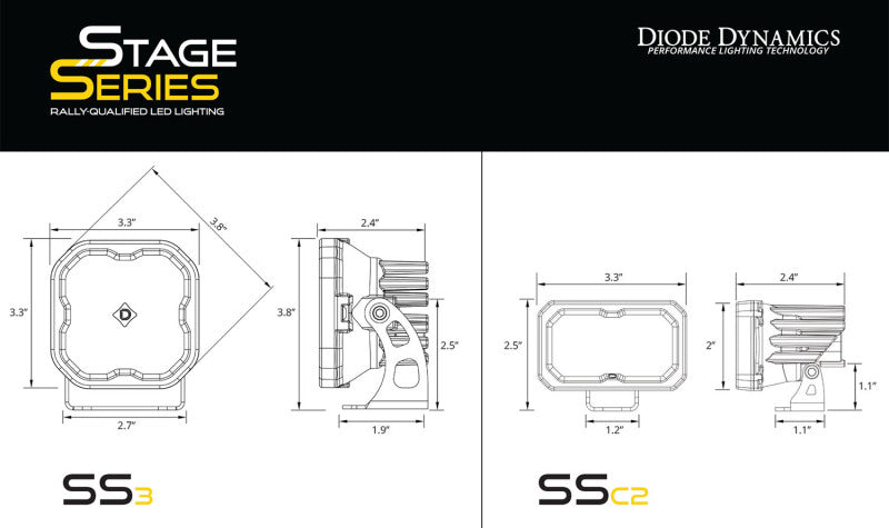 Diode Dynamics 2024+ Toyota Tacoma Stage Series Ditch Light Bracket Kit Diode Dynamics