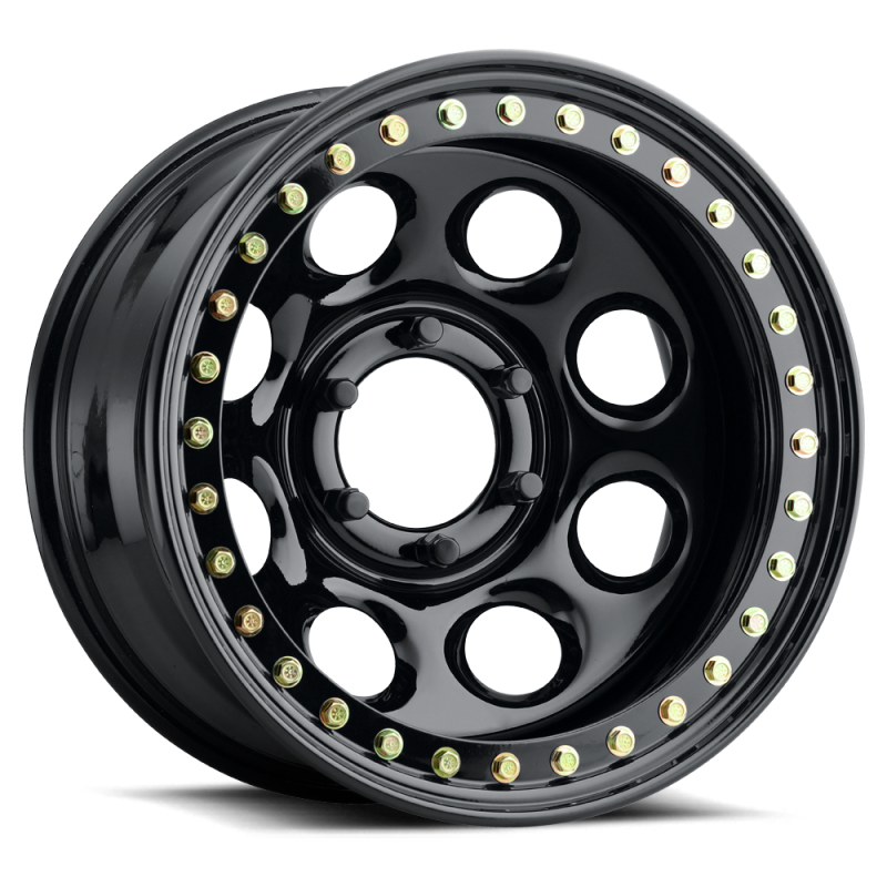 Raceline RT81 Rock 8 15x10in / 8x165.1 BP / -25mm Offset / 130.81mm Bore- Gloss Black Beadlock Wheel