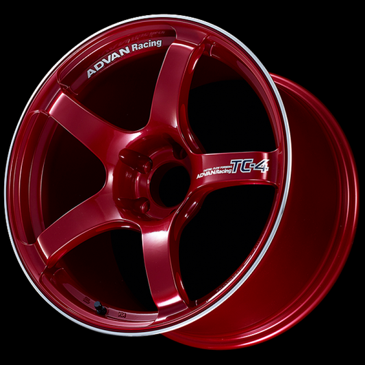 ADVAN Racing TC-4 18x7.5 +42 5x112 Wheel - Candy Red & Ring - YAD8F42MCRR