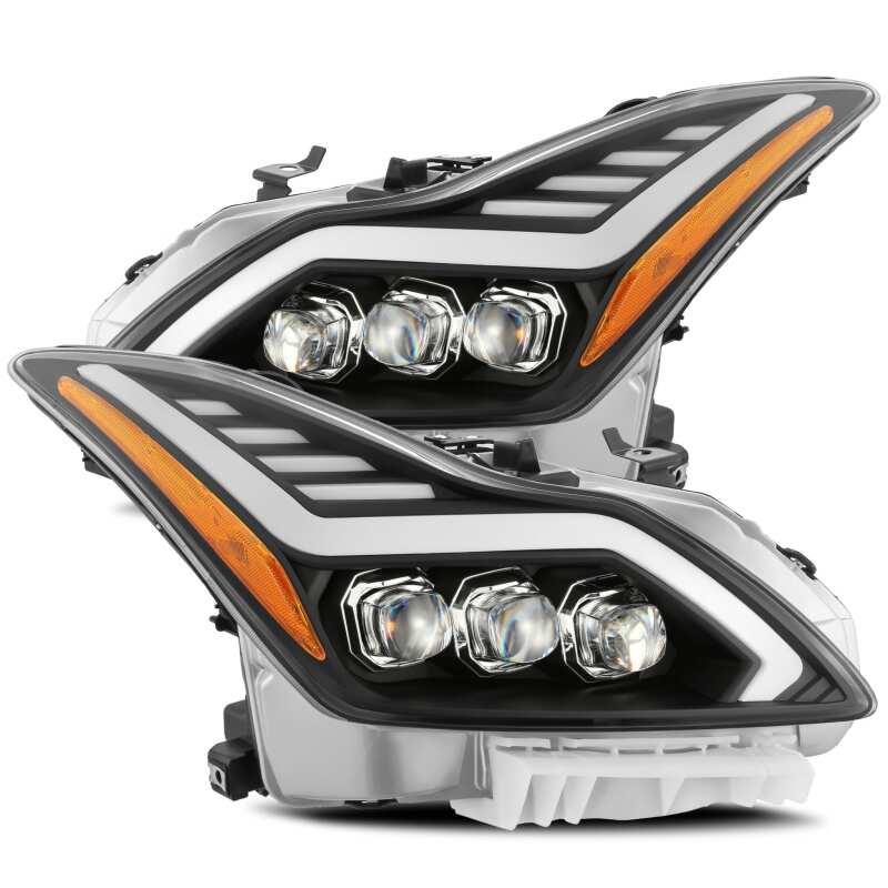 AlphaRex 881986 08-13 Infiniti G37 NOVA LED Proj Headlights Alpha Black w/Activ Light/Seq Signal/Switch DRL