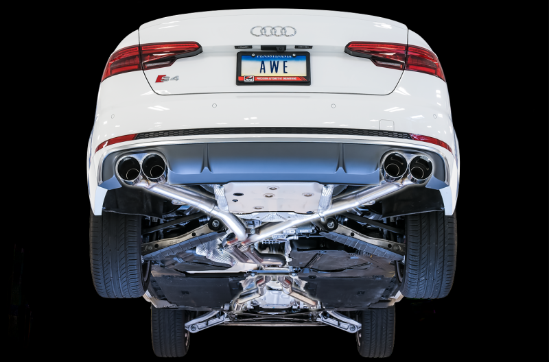 AWE Tuning Audi B9 S4 Track Edition Exhaust - Non-Resonated (Black 102mm Tips) AWE Tuning