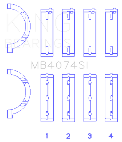King Engine Bearings Chrysler 2.7L (Size +0.25mm) Main Bearing Set King Engine Bearings