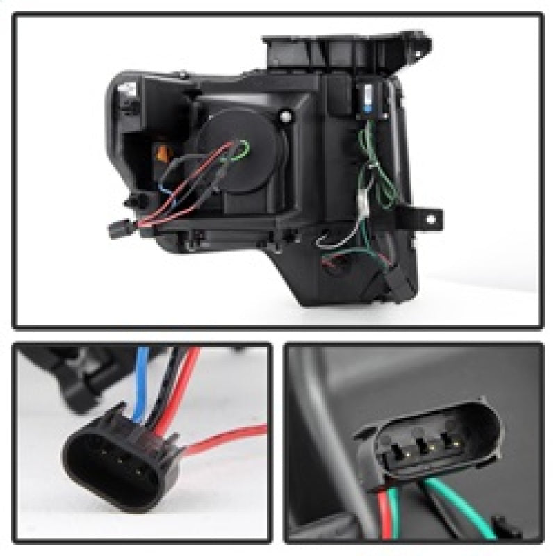 Spyder Ford F150 09-14 Projector Headlights Halogen Model- Light Bar DRL Blk PRO-YD-FF15009-LBDRL-BK SPYDER