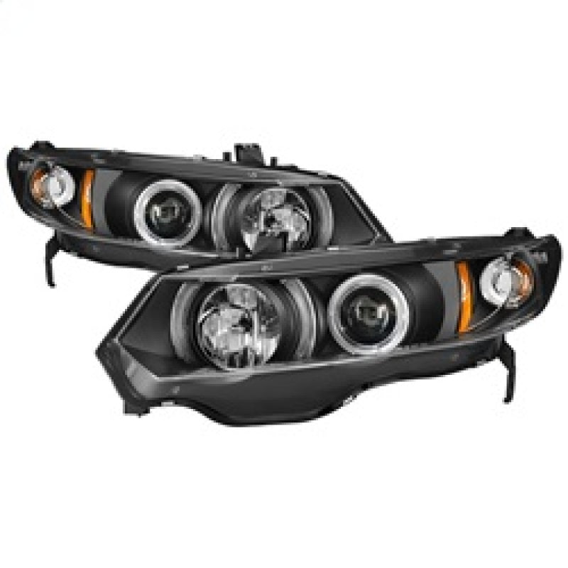 Spyder Honda Civic 06-08 2Dr Projector Headlights LED Halo Black High H1 Low H1 PRO-YD-HC06-2D-HL-BK SPYDER