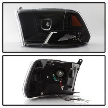 xTune Dodge Ram 2009-2014 Halo LED Projector Headlights - Black PRO-JH-DR09-CFB-BK SPYDER