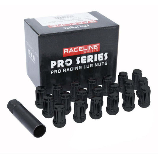 Raceline 12x1.50mm Spline Black Lug Nuts (Set of 24)