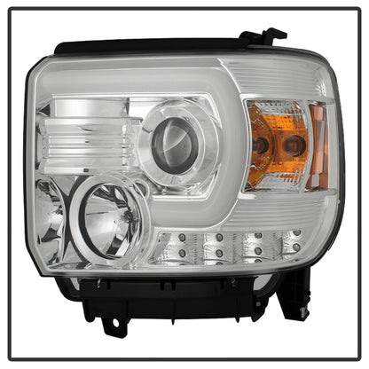 Spyder GMC Sierra 14-16 Projector Headlights Light Bar DRL Chrm PRO-YD-GS14V2-LBDRL-C SPYDER