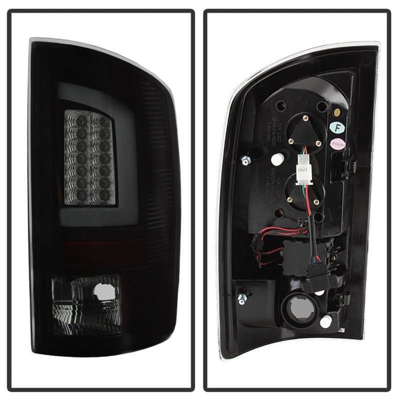 Spyder 07-09 Dodge Ram 2500/3500 V3 Light Bar LED Tail Lights - Blk Smoke ALT-YD-DRAM06V3-LBLED-BSM SPYDER