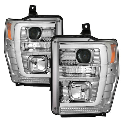 Spyder 08-10 Ford F-250 Super Duty V2 Light Bar DRL Projector Headlights - Chrm (PRO-YD-FS08V2-LB-C) SPYDER