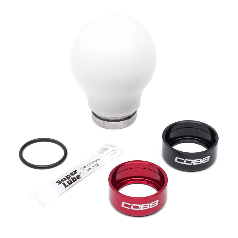 COBB Subaru 6-Speed Weighted COBB Shift Knob - White (Incl. Both Red + Blk Collars) 213360-W