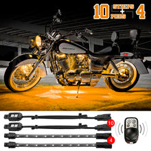 Load image into Gallery viewer, XK Glow Strips Single Color XKGLOW LED Accent Light Motorcycle Kit Amber - 10xPod + 4x8In