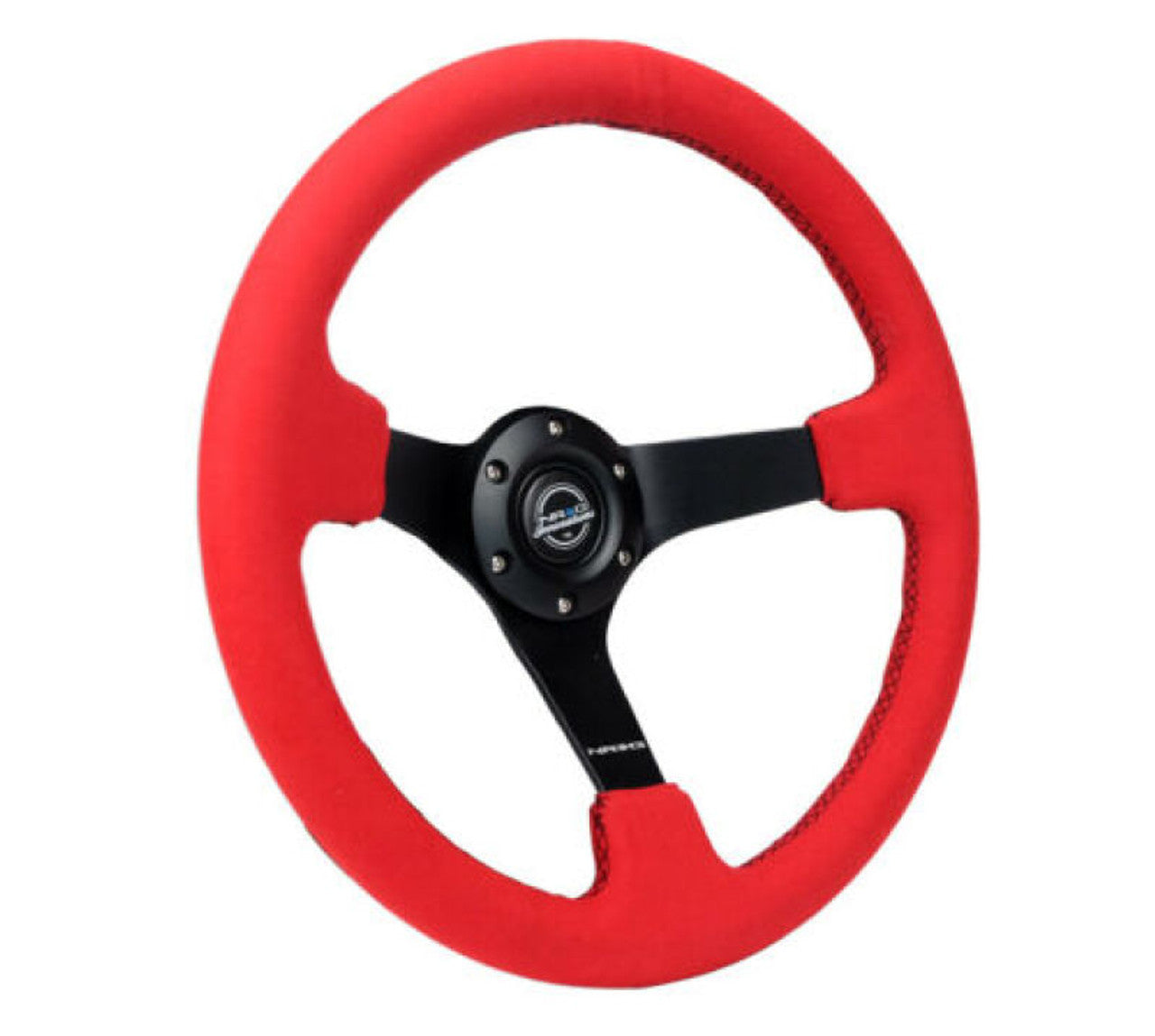 NRG Reinforced Steering Wheel (350mm / 3in. Deep) Blk Alcantara w/ Blk Stitching - Matte Black Spoke - RST-036MB-SA