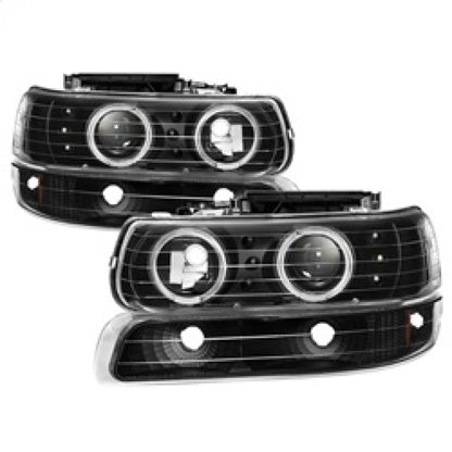 xTune Chevy Silverado 1500/2500 99-02 Bumper Projector Headlights - LED - Black PRO-JH-CSIL99-SET-BK SPYDER