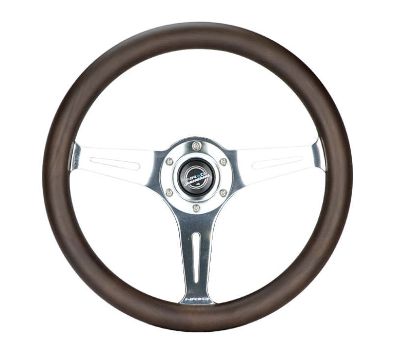 NRG Classic Wood Grain Wheel - 350mm 3 Chrome Silver Spokes Oak Color Wood - ST-015SL-OAK