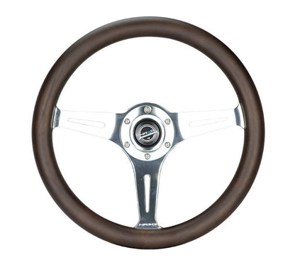 NRG Classic Wood Grain Wheel - 350mm 3 Chrome Silver Spokes Oak Color Wood - ST-015SL-OAK