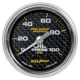 Autometer Marine Carbon Fiber 5in Gauge - 100PSI