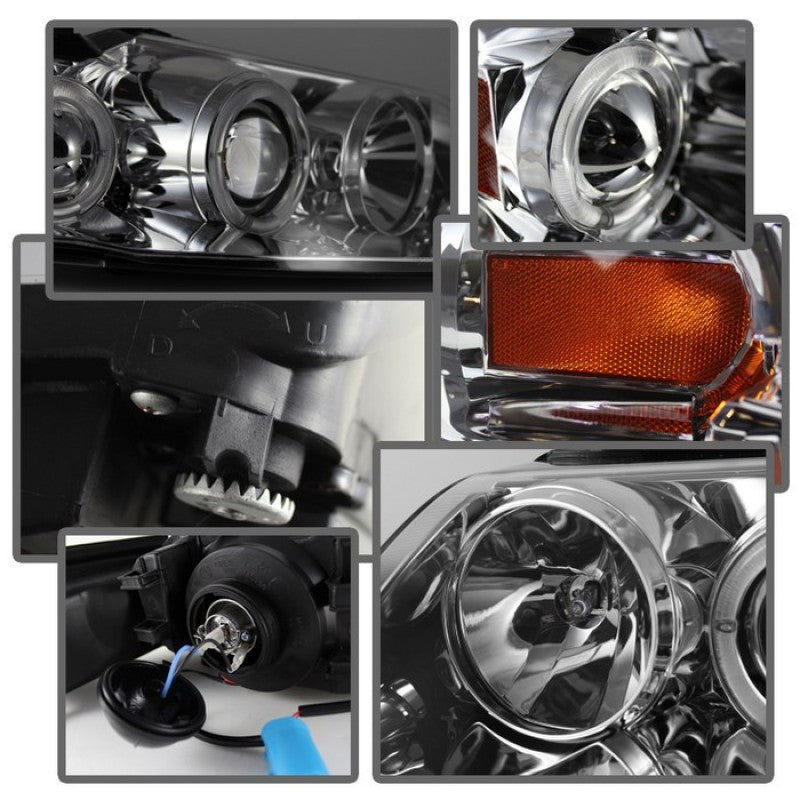 Spyder Ford Mustang 99-04 Projector Headlights LED Halo Chrome High H1 Low H1 PRO-YD-FM99-1PC-AM-C SPYDER
