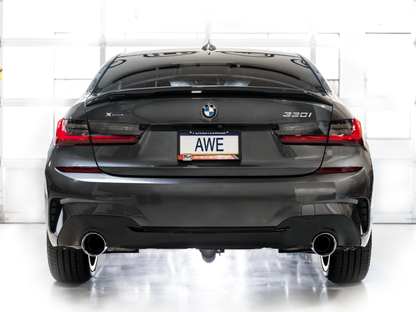 AWE 19-23 BMW 330i / 21-23 BMW 430i Base G2X Track Edition Axle Back Exhaust - Chrome Silver AWE Tuning