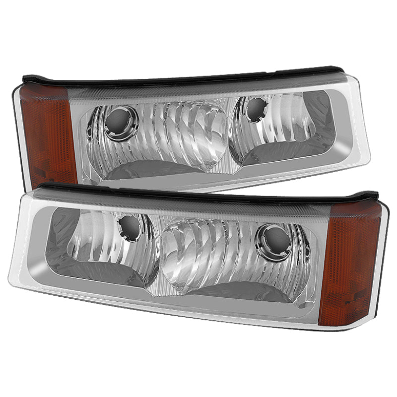 Xtune Chevy Silverado 03-06 Bumper Lights Amber Reflector Chrome CBL-JH-CSIL03-AM-E SPYDER