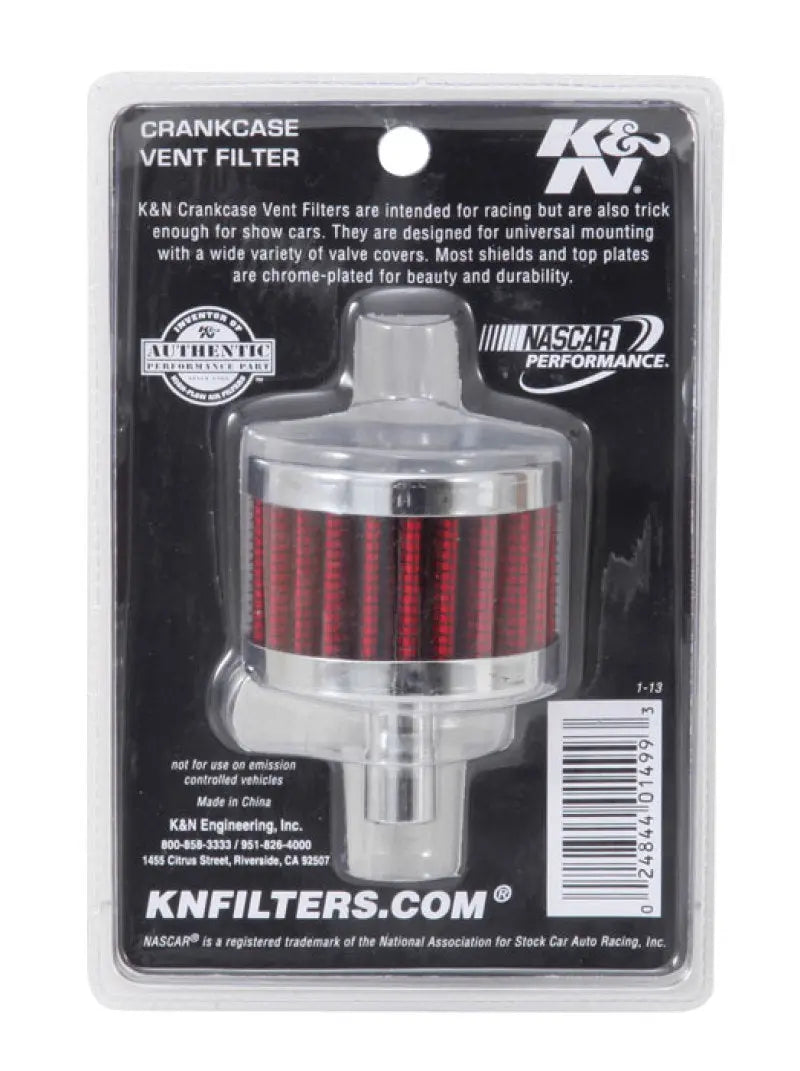 K&N Steel Base Chrome Top Crankcase Vent Filter 1/2in. Vent / 2in. OD / 1-1/2in. Height K&N Engineering