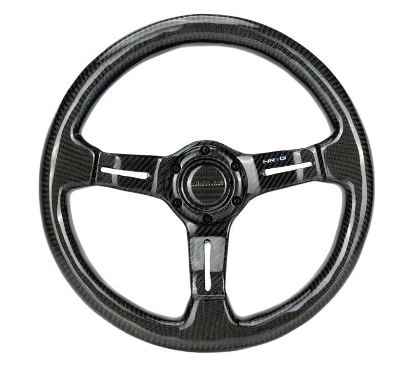 NRG Carbon Fiber Steering Wheel 350mm / 1.5in Deep Dish w/ Carbon Fiber Center Spoke - ST-010CF-CF