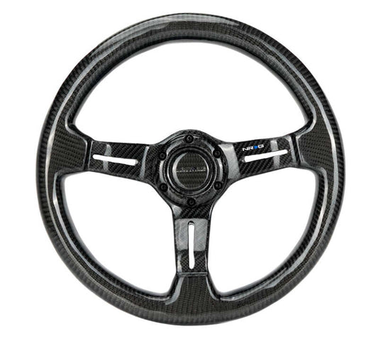 NRG Carbon Fiber Steering Wheel 350mm / 1.5in Deep Dish w/ Carbon Fiber Center Spoke - ST-010CF-CF