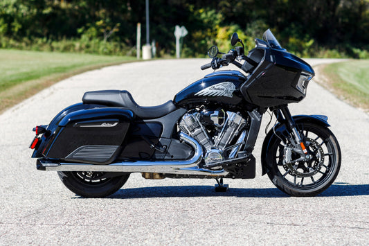 S&S Cycle Indian Touring Broadhead Slip-Ons w/ Slashcut End Caps - Chrome