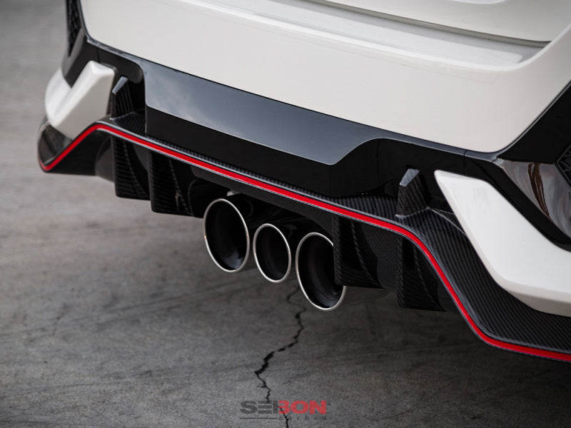 Seibon OE-style carbon fiber rear lip for 2017-2021 Honda Civic Type R - RL17HDCVR-OE