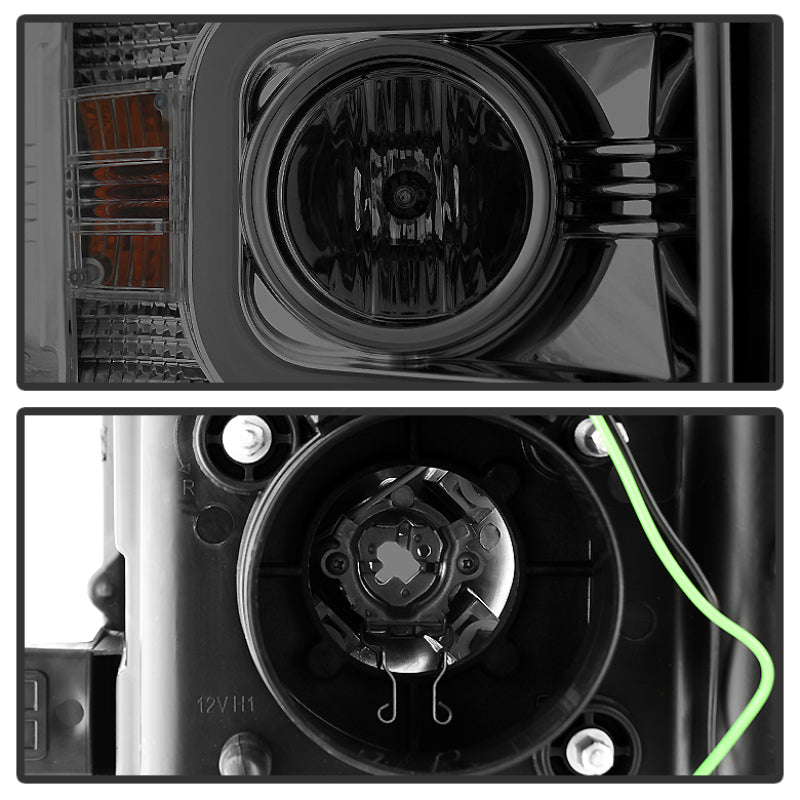 Spyder Chevy Silverado 14-16 2500 HD Projector Headlights Light Bar DRL Smke PRO-YD-CSHD14-LBDRL-SM SPYDER