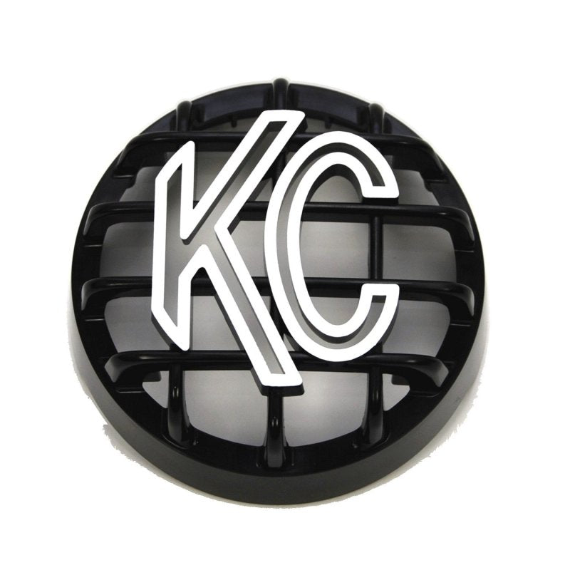 KC HiLiTES 4in. Round ABS Stone Guard for Rally 400 (Single) - Black w/White KC Logo