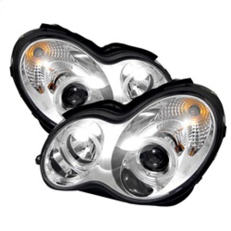 Spyder Mercedes Benz C-Class 01-05 4 DrProjector Headlights Halogen-LED Halo Chrm PRO-YD-MBW203-HL-C SPYDER